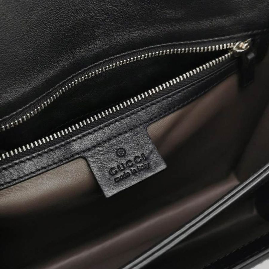 Gucci InterlockingG牛皮純色互扣式雙G單肩包-7