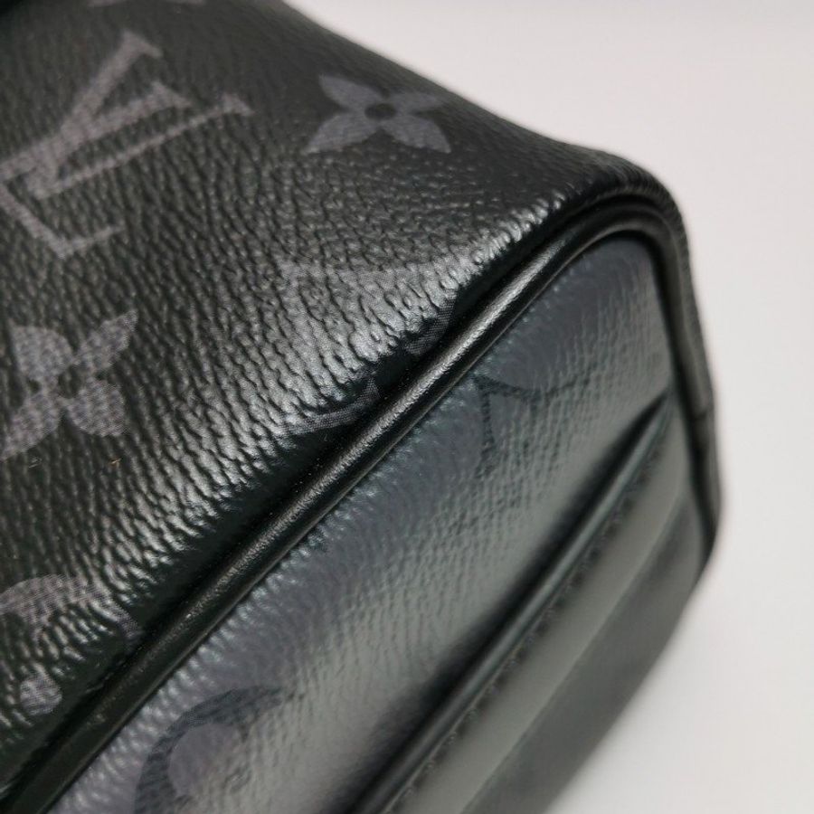 Louis Vuitton (LV)Keepall25牛皮Monogram印花加強飾帶斜背包晶片款-13