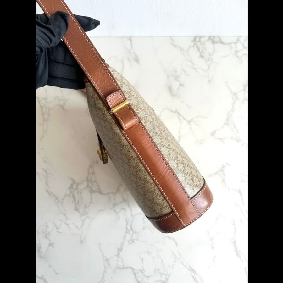 【LA LUNE】稀有中古包 Celine老花金扣薯條包 斜背包 側背包 單肩包 古董包-4