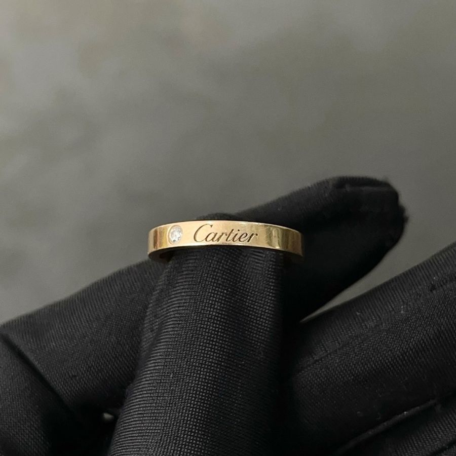 cartier 玫瑰金單鑽C DE CARTIER 結婚對戒54號 寬3mm 98新盒子保卡-1