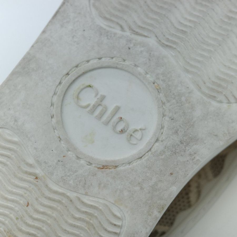 Chloé 蔻依 Lauren 米色簍空蕾絲皮革 拼接休閒鞋-10