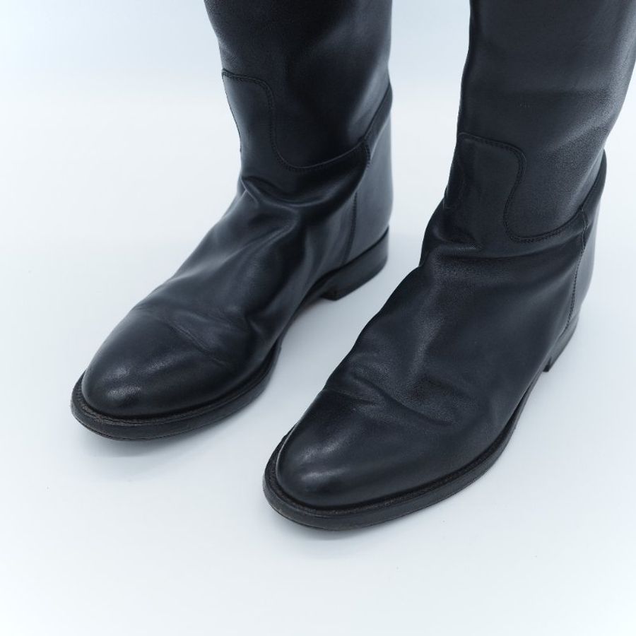 Hermès 愛馬仕 Jumping 黑色滑面小牛皮 Kelly 飾扣馬術長靴 EU36-4