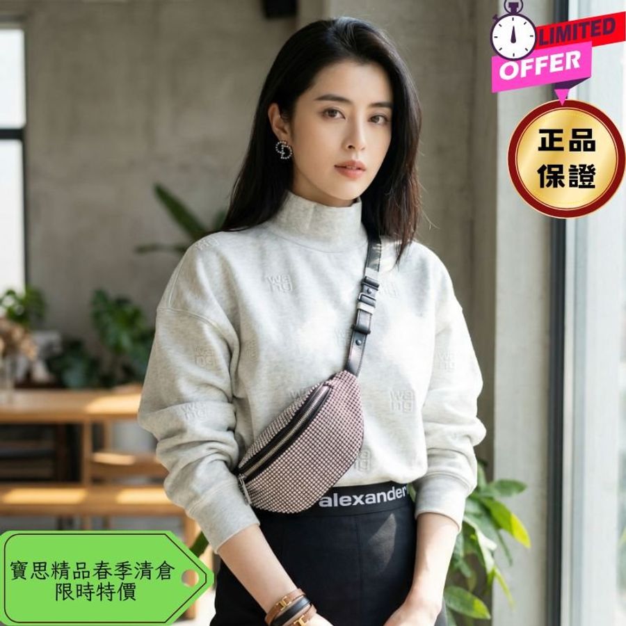 ⏰限時特賣價🌺Alexander Wang Attica 迷你水鑽腰/胸前包 銀色-0