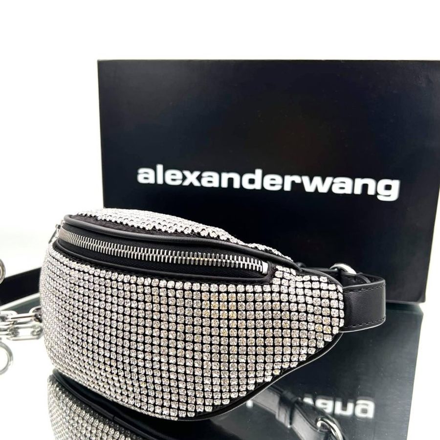 ⏰限時特賣價🌺Alexander Wang Attica 迷你水鑽腰/胸前包 銀色-12