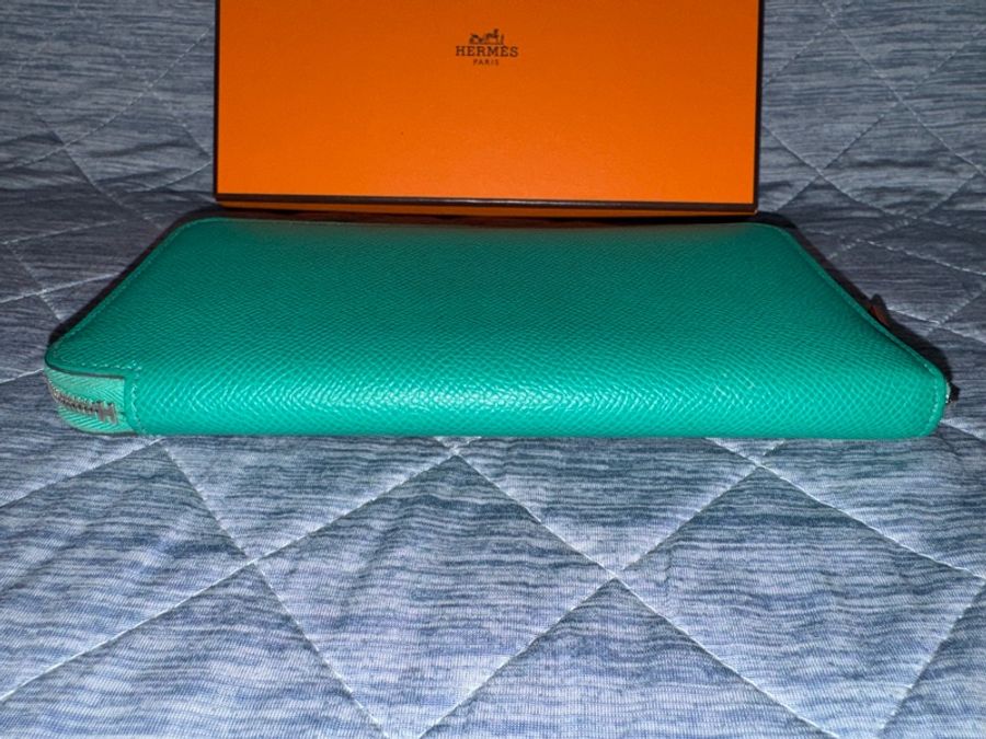 Hermes Silk In Epsom愛馬仕 帝王綠 絲巾長夾 赤道叢林 皮夾 錢包-4
