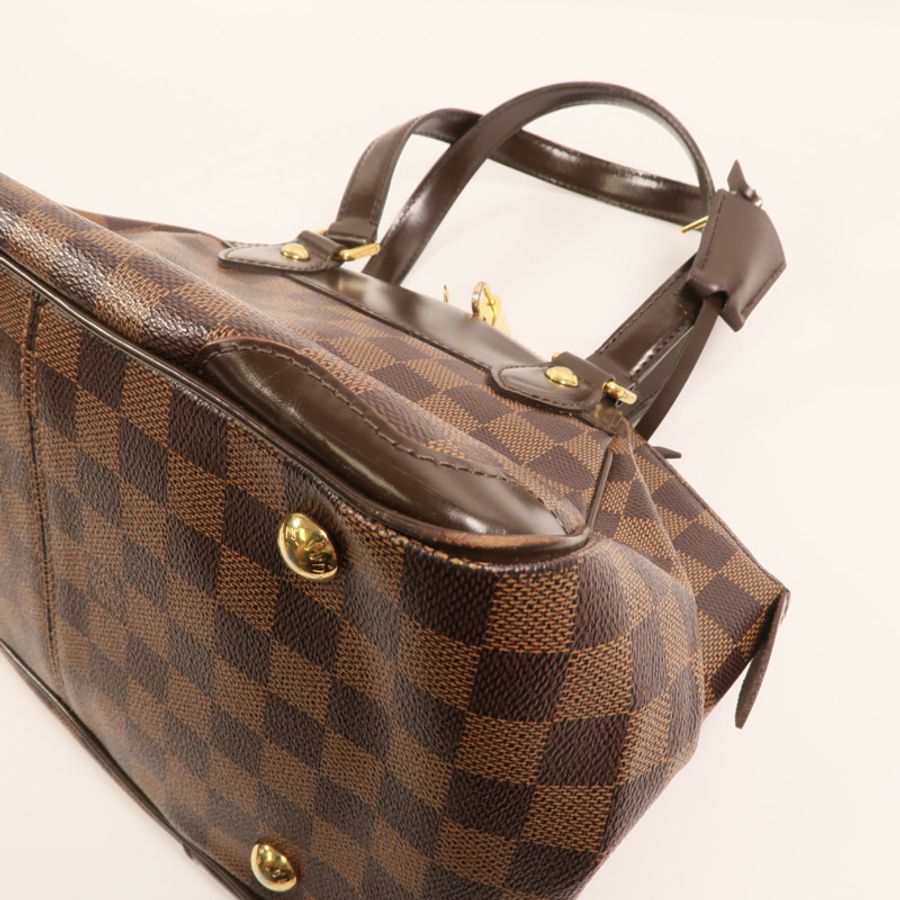 LOUIS VUITTON Damier Verona PM金扣肩背袋棕色-11