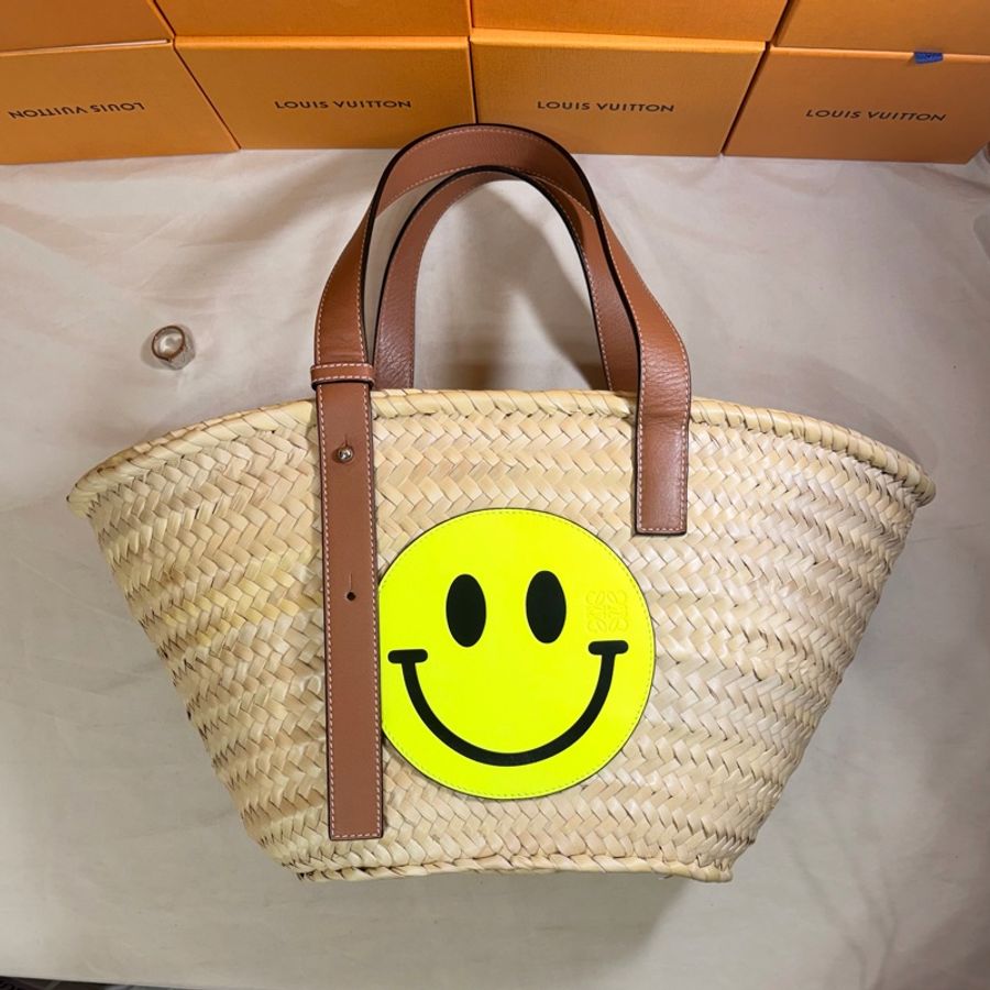 🔥超級好看 羅意威 Loewe x Smiley 限量 草編包 托特包-5