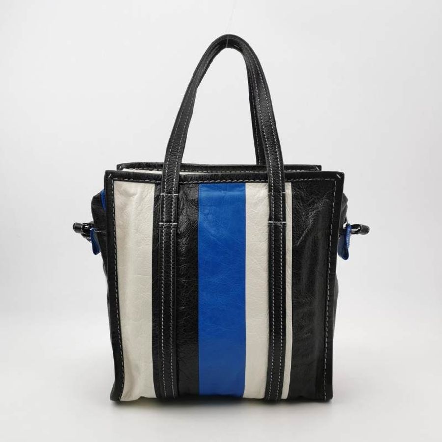 Balenciaga Bazar油蠟皮拼色logo小微標斜挎包-4