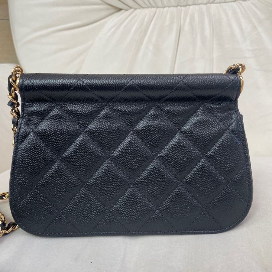 CHANEL香奈兒22k 黑金荔枝紋貝殼包 芯片款 尺寸12✖️17.5✖️5.5-2