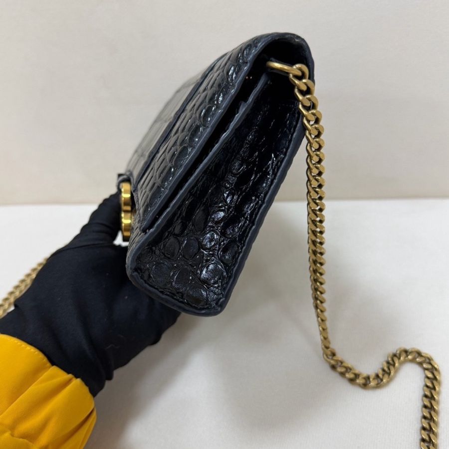 Balenciaga hourglass 沙漏包 黑金鰐魚壓紋 20*12 98新配件塵袋-6