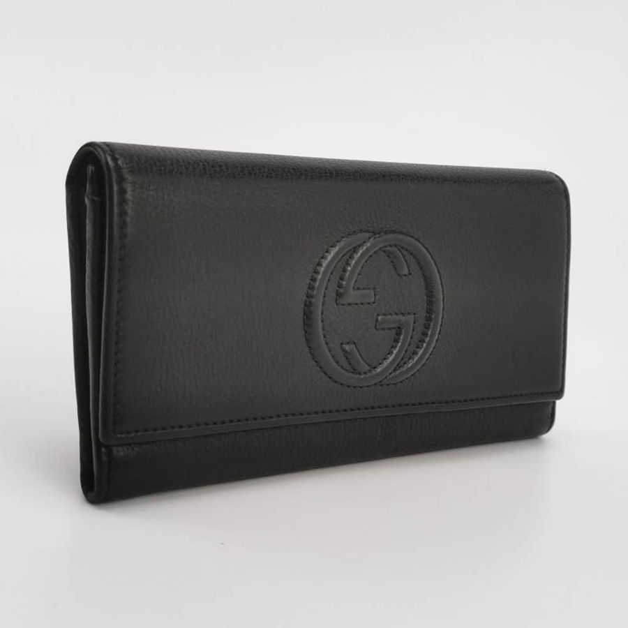Gucci Soho牛皮純色壓紋雙G錢包-2