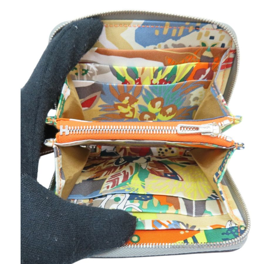 錫器灰 Evercolor 牛皮 Silk'In Compact 拉鍊 零錢包 H087114CK W刻【HERMES 愛馬仕】 H087114CK-4