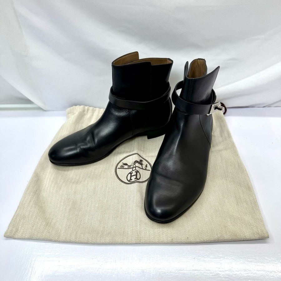 HERMES 愛馬仕 Neo 系列黑色皮革踝靴-1