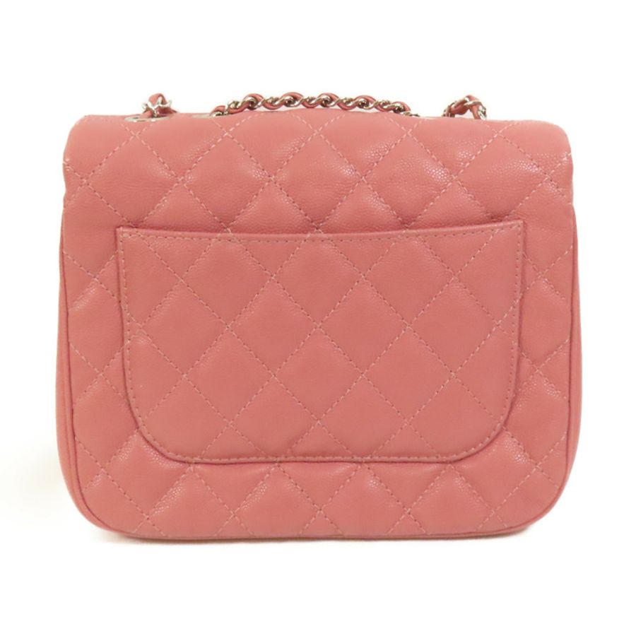 CHANEL 牛皮皮革Chain Shoulder銀扣鏈帶肩背袋-1