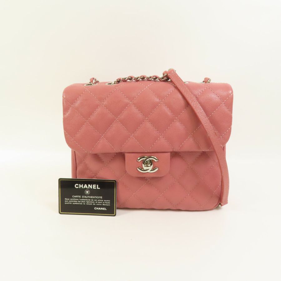 CHANEL 牛皮皮革Chain Shoulder銀扣鏈帶肩背袋-10