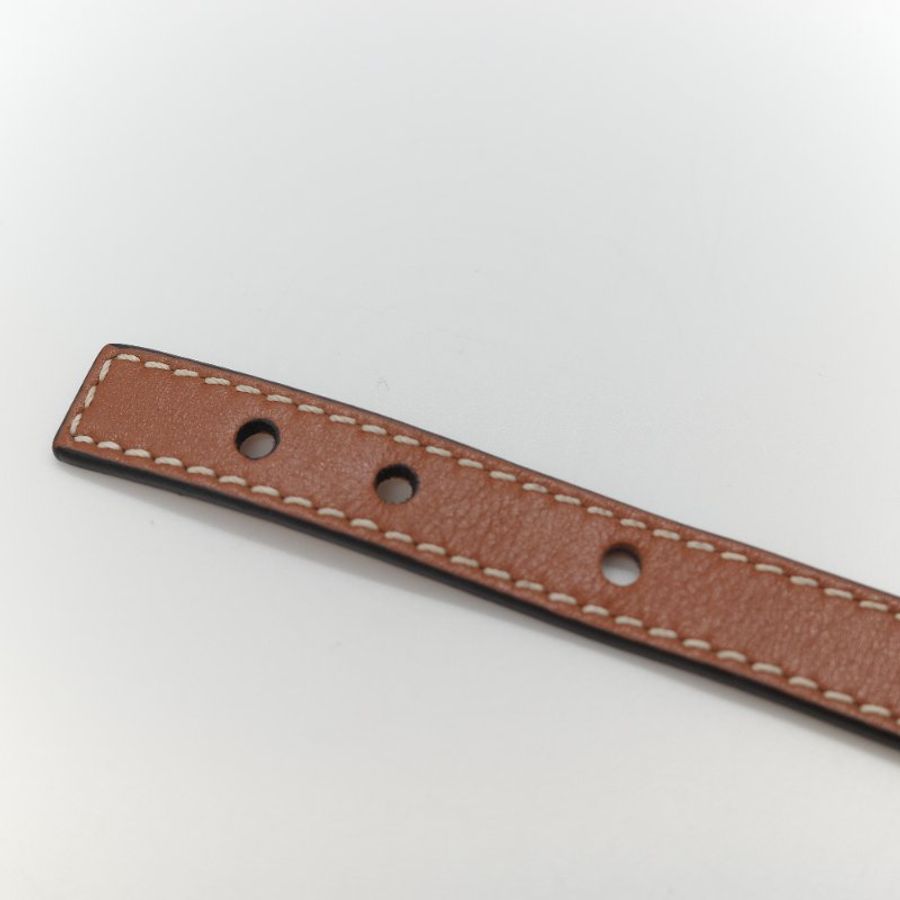 Loewe 羅威 Slap bracelet 對比色縫線銀色 金屬扣 牛皮製 拍拍手環-4