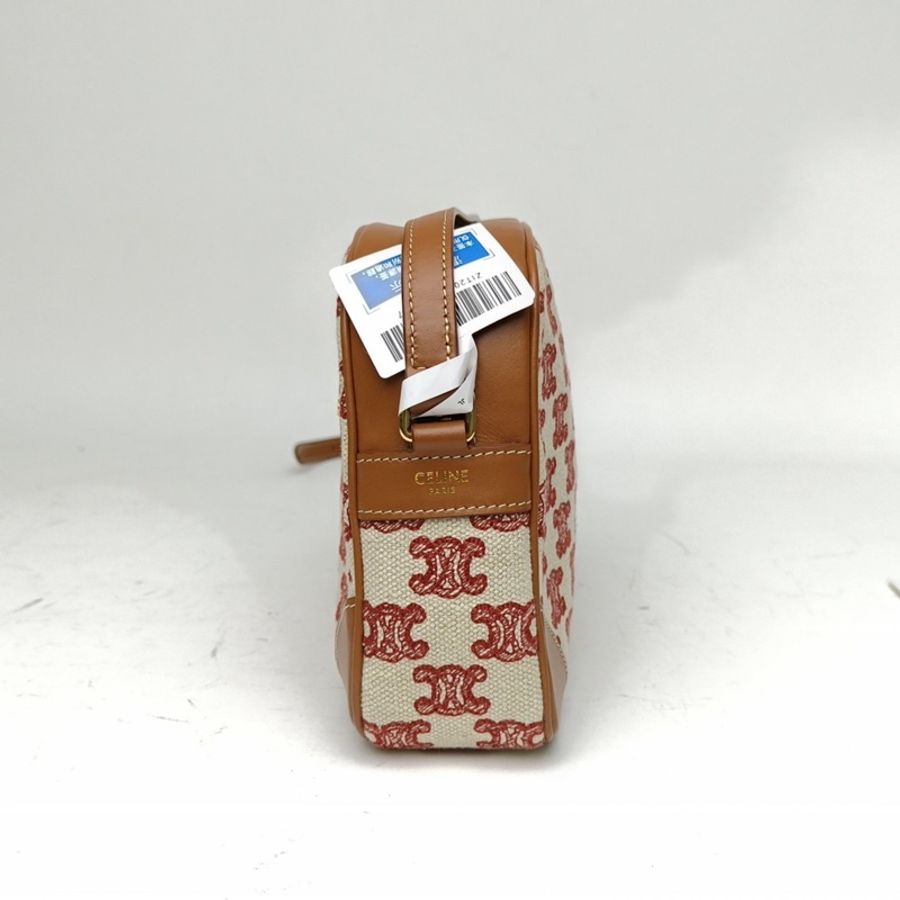 CELINE 棕色牛皮帆布凱旋門相機包斜挎包-1