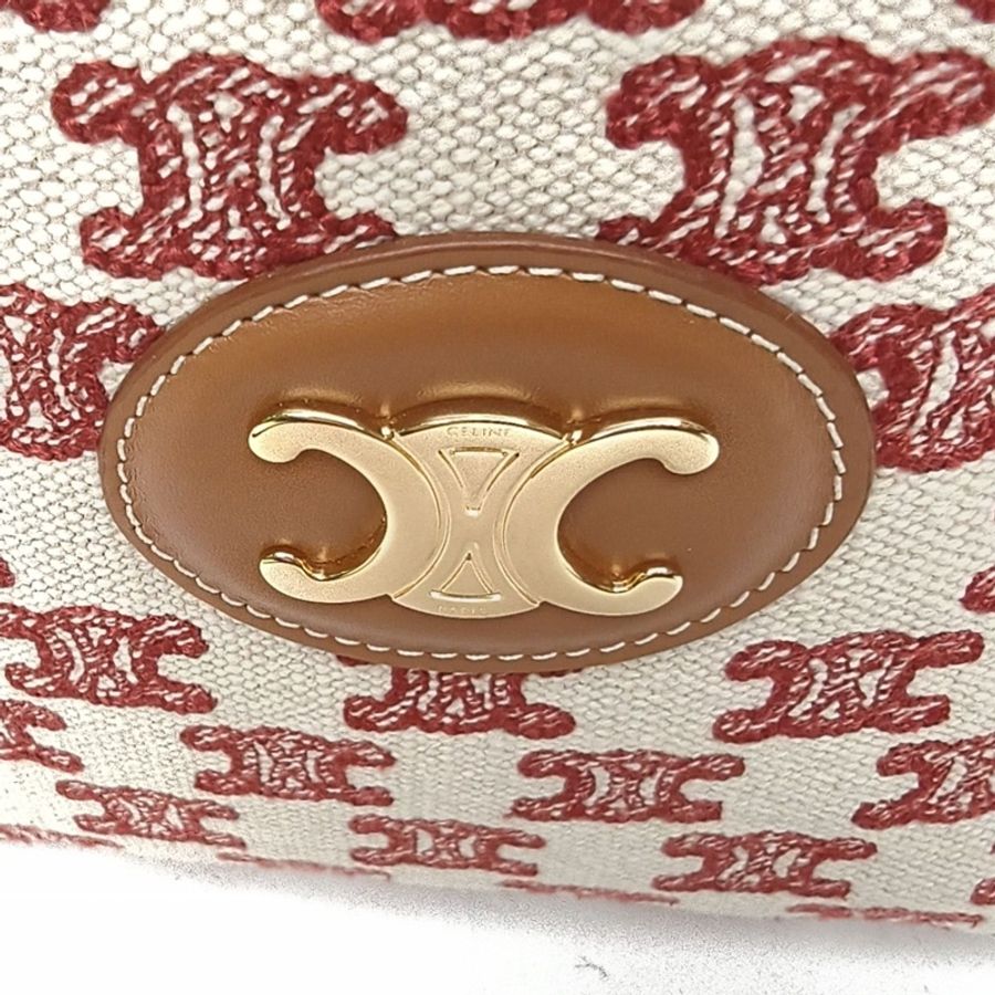 CELINE 棕色牛皮帆布凱旋門相機包斜挎包-4