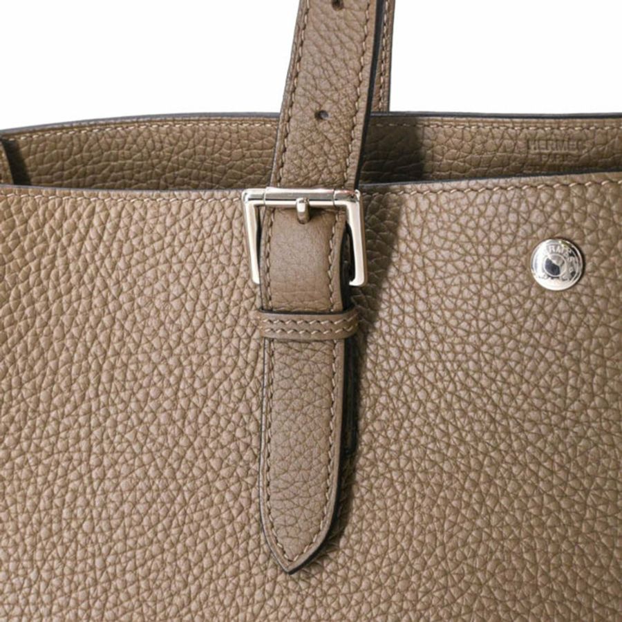 HERMES Sac Vello 手提包,Taurillon Clemence 皮革,女士,Etoupe-9
