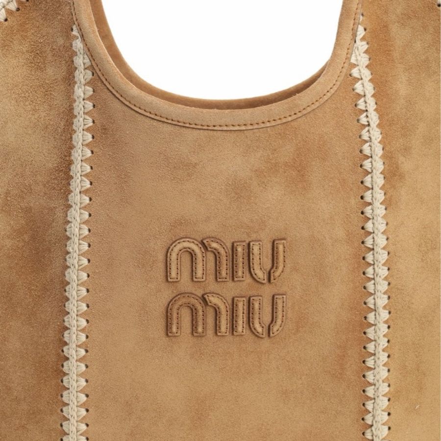 Miu Miu 女士 IVY 絨面革和鈎針編織手提包均碼碼35cm*40cm-1