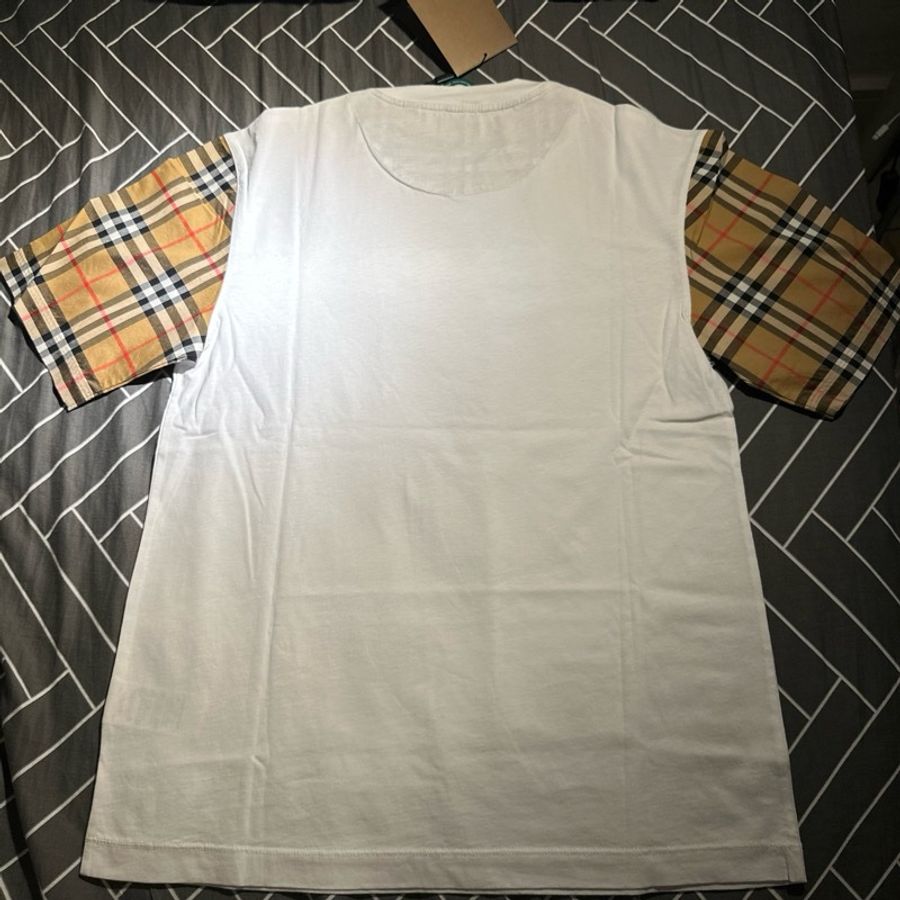 Burberry Stretch Check Sleeves Cotton T-Shirt-1