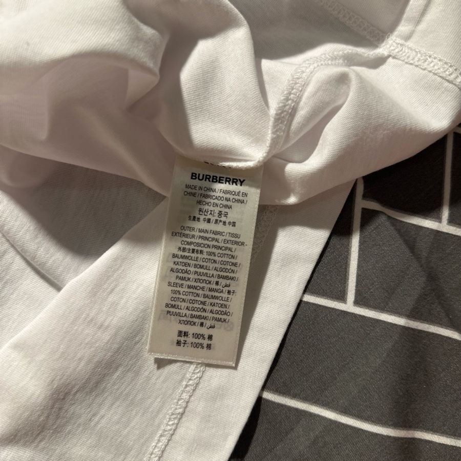 Burberry Stretch Check Sleeves Cotton T-Shirt-9