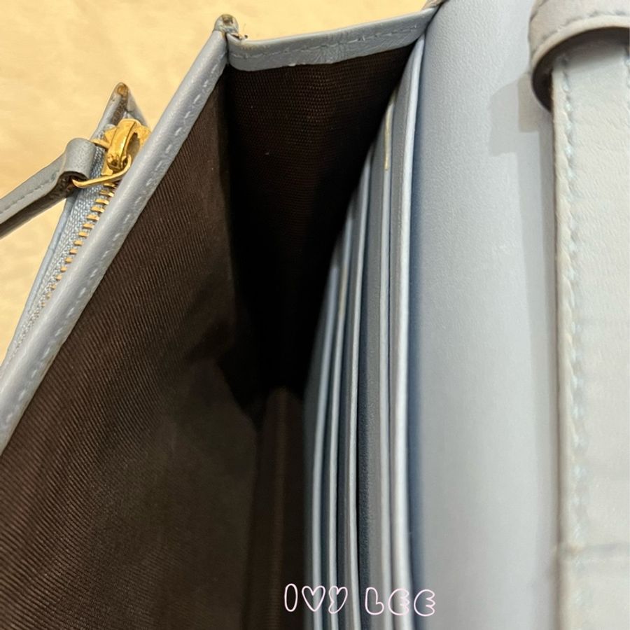 GUCCI 古馳 466507 經典Guccissima系列雙G壓紋LOGO牛皮肩背 水藍 斜背包 正品 二手精品-4