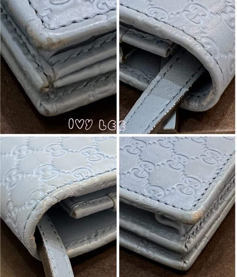 GUCCI 古馳 466507 經典Guccissima系列雙G壓紋LOGO牛皮肩背 水藍 斜背包 正品 二手精品-14