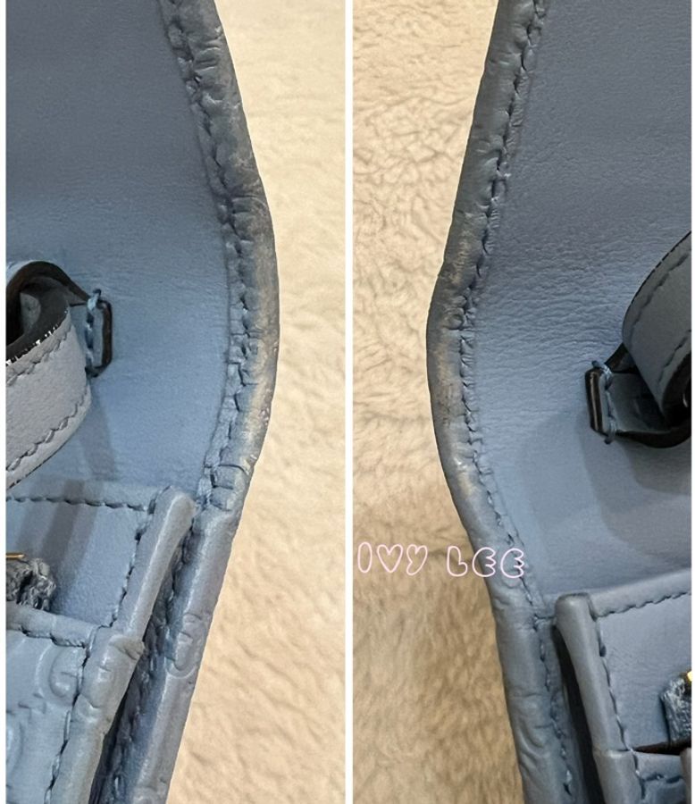 GUCCI 古馳 466507 經典Guccissima系列雙G壓紋LOGO牛皮肩背 水藍 斜背包 正品 二手精品-17