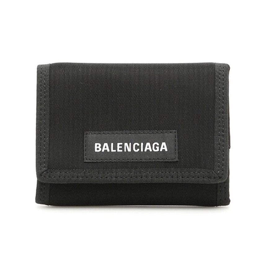 ⏰限時特賣價🌺Balenciaga 507481 經典Explorer Logo 尼龍3折短夾 黑色-5