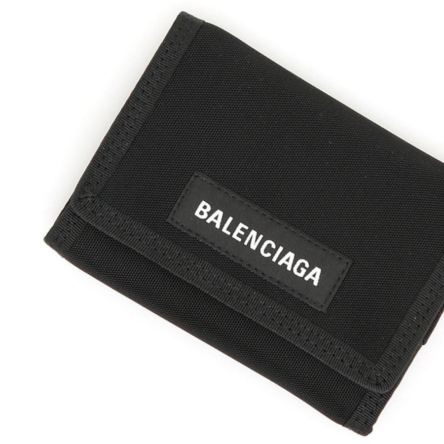 ⏰限時特賣價🌺Balenciaga 507481 經典Explorer Logo 尼龍3折短夾 黑色-8