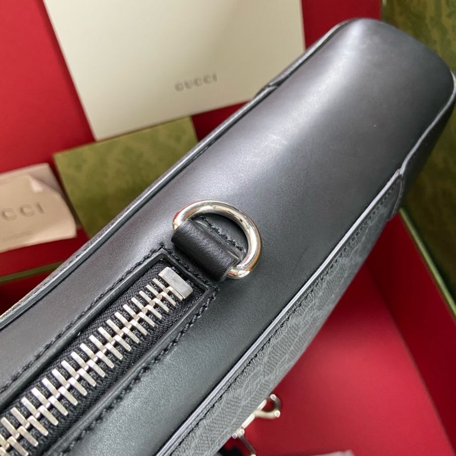 全新Gucci 古馳 黑灰老花公文包GG Supreme-8