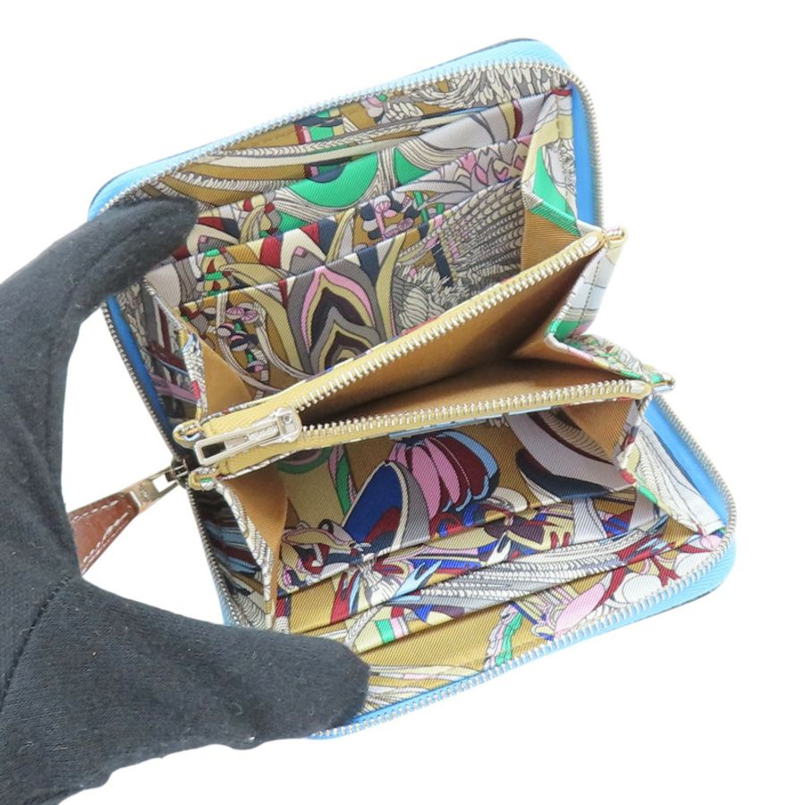 糖果藍 Epsom牛皮 Azap Silk'In Compact 短夾 U刻【HERMES 愛馬仕】-4