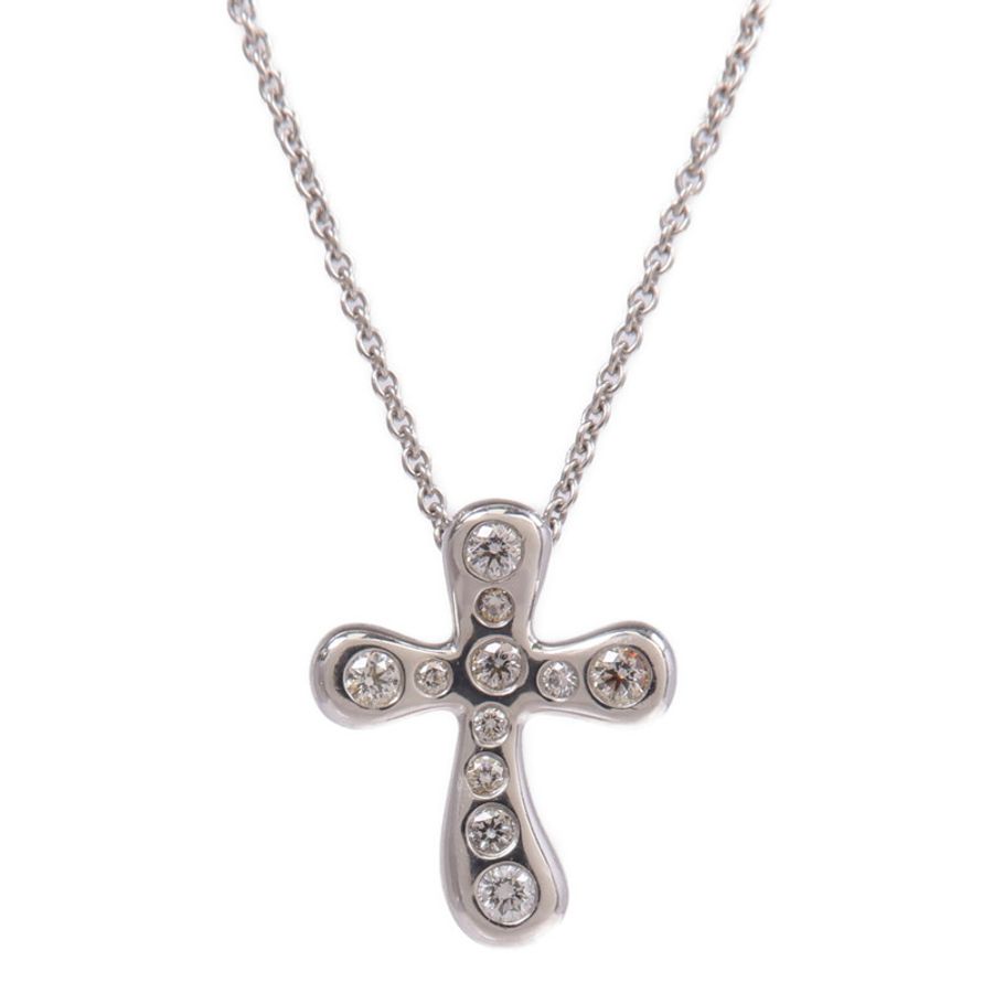 TIFFANY&CO PT950鉑金Elsa Peretti Cross Diamond鑽石項鍊-2
