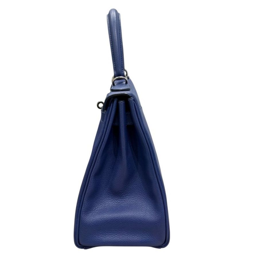 Hermès 愛馬仕 Kelly 28 手提/肩背包 Epsom 皮革 藍色 銀扣-3