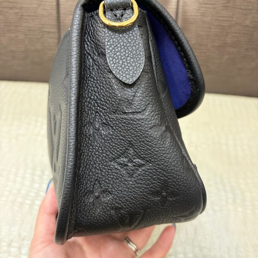 LV 黑牛皮壓紋金釦Diane手提肩斜背包M46386-5