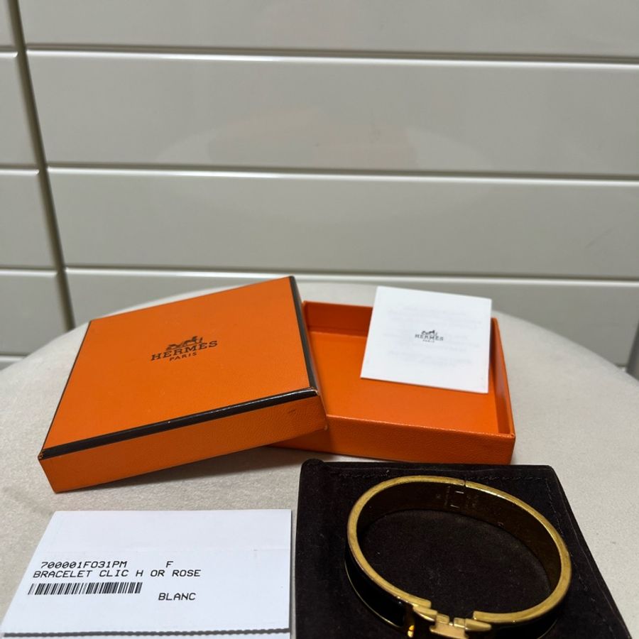愛馬仕 Hermes Clic H 手環 玫瑰金 黑-2