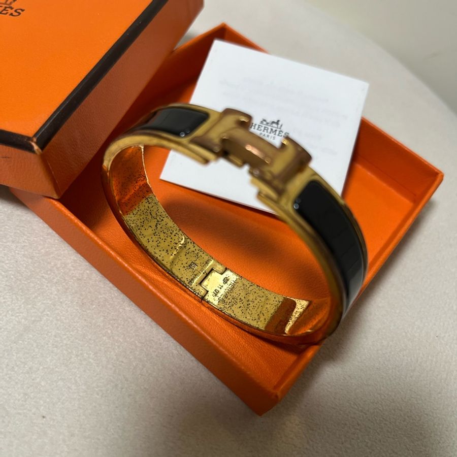 愛馬仕 Hermes Clic H 手環 玫瑰金 黑-4