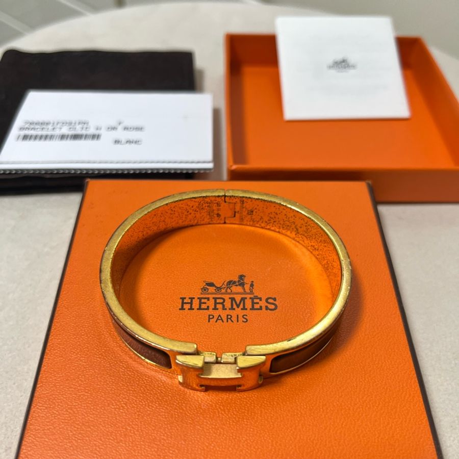 愛馬仕 Hermes Clic H 手環 玫瑰金 黑-7