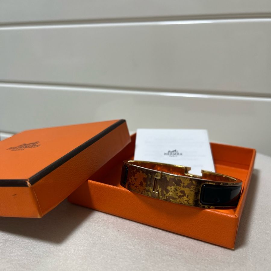 愛馬仕 Hermes Clic H 手環 玫瑰金 黑-8