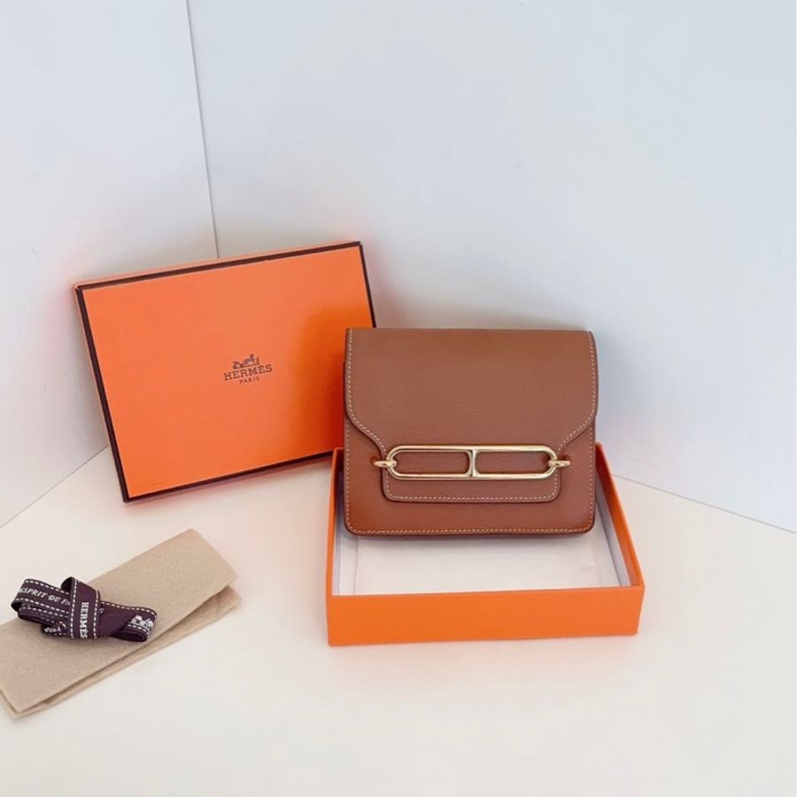Hermes 愛馬仕 金棕金扣roulis slim豬鼻子腰包-0
