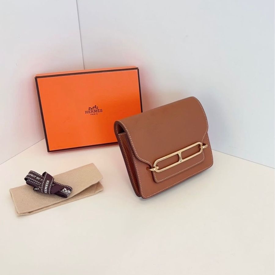 Hermes 愛馬仕 金棕金扣roulis slim豬鼻子腰包-7
