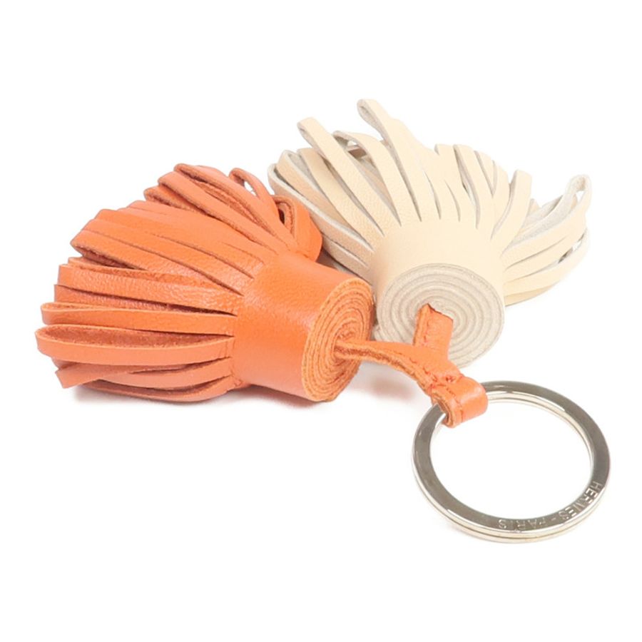 HERMES Milo皮革Carmen Uno-Dos Key Ring銀扣鎖匙扣-4