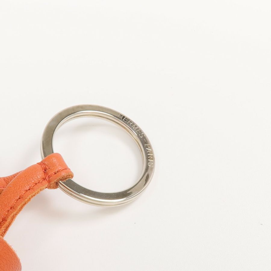HERMES Milo皮革Carmen Uno-Dos Key Ring銀扣鎖匙扣-5
