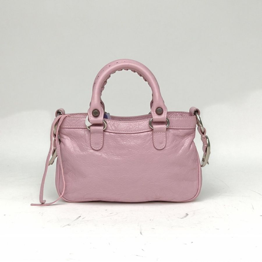BALENCIAGA 粉紫色羊皮銀扣NeoCagole機車包新款小號肩背包-2