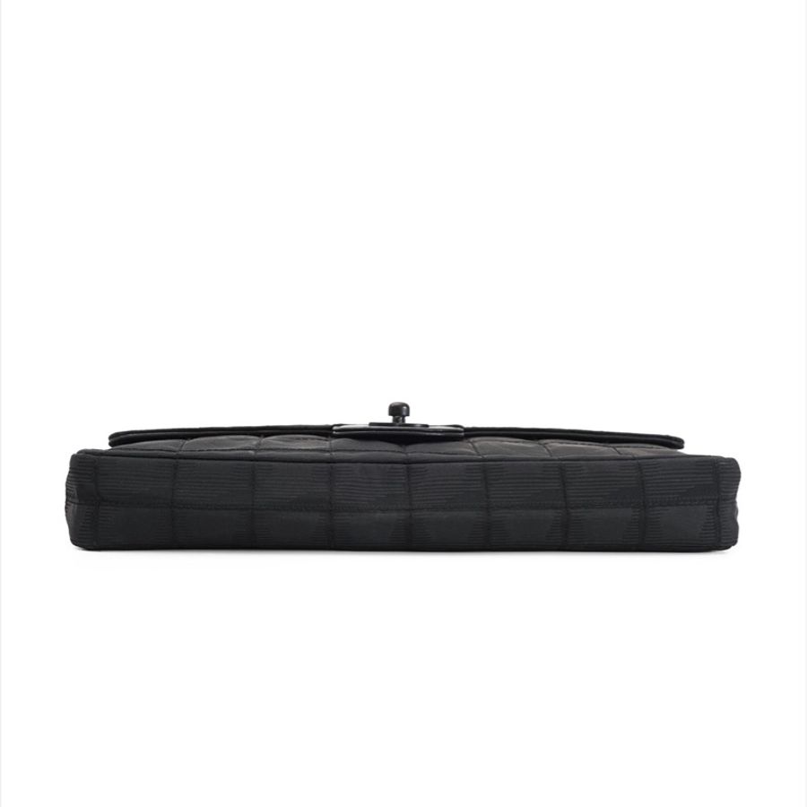 Chanel 黑色Travel Line帆布冰格East West 肩背腋下包-12