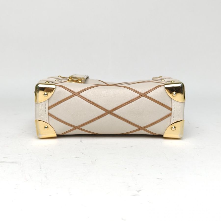 LOUIS VUITTON 米色牛皮晶片SideTrunk軟盒子包小號肩背包-3