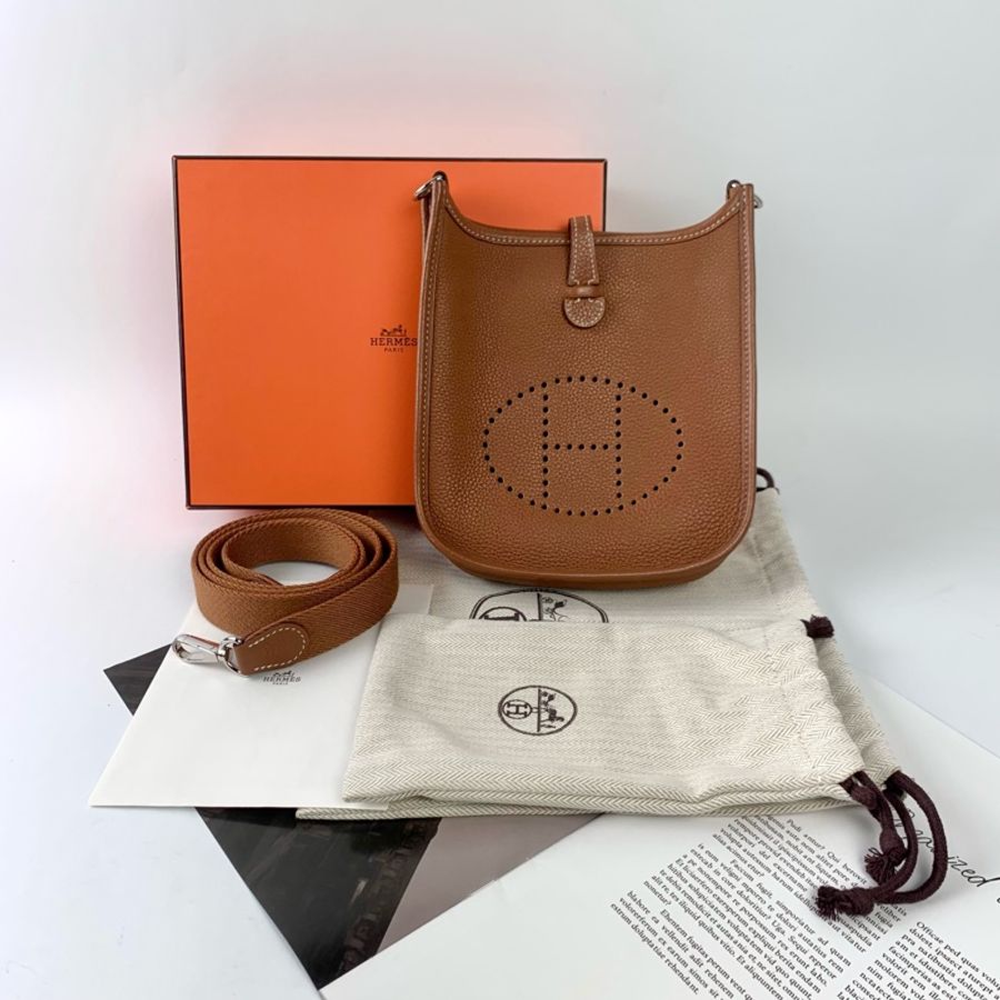 HERMES Évelyne16金棕銀釦-0