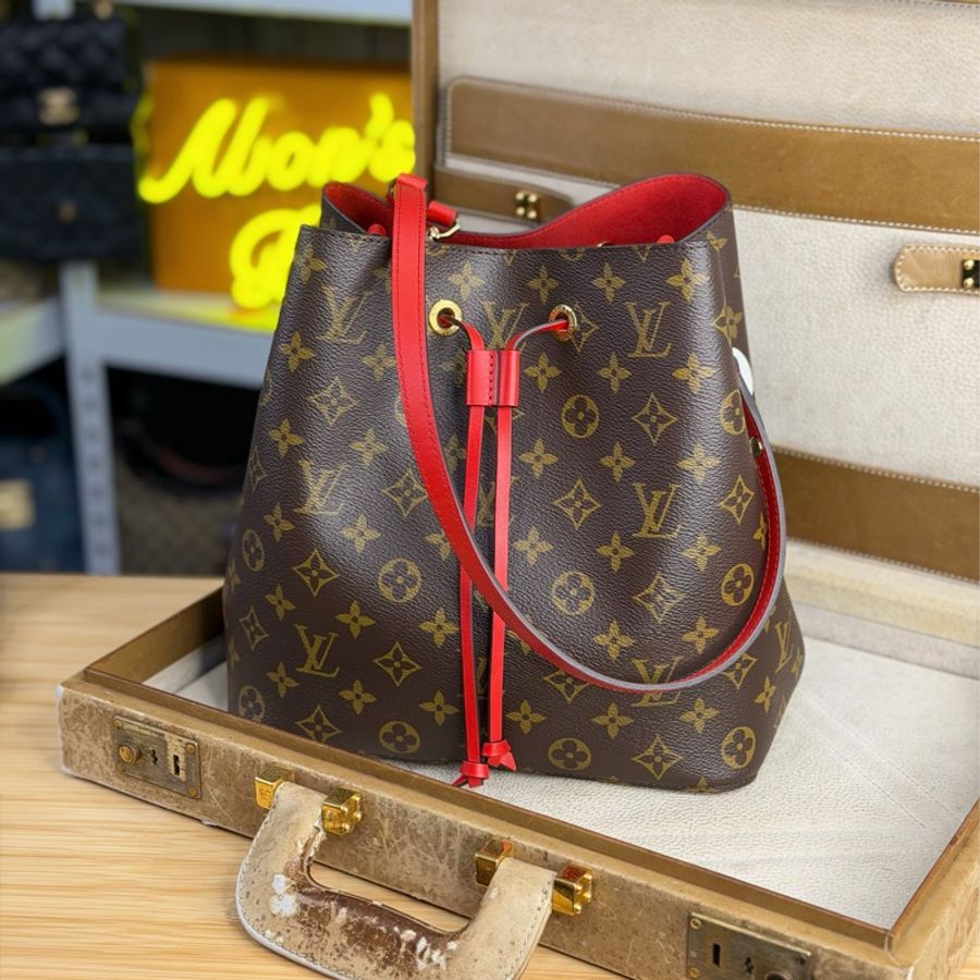 Louis Vuitton 原花Neonoe MM水桶包/紅🏖️經典之作-0