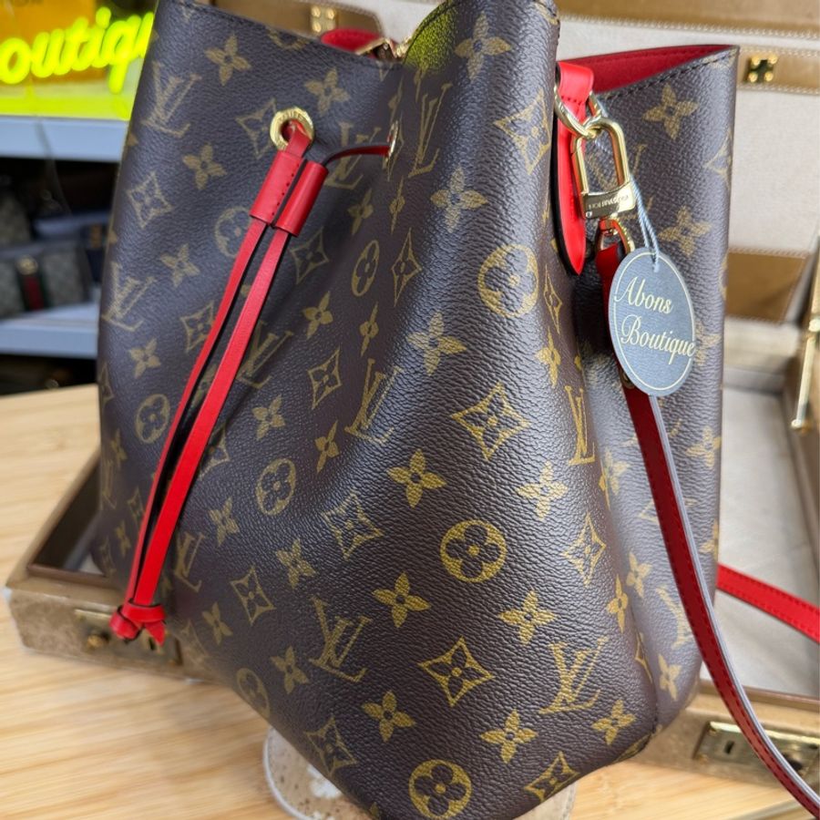 Louis Vuitton 原花Neonoe MM水桶包/紅🏖️經典之作-4